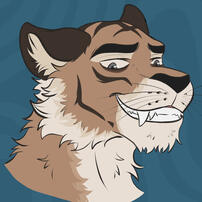 3/4 headshot of flint, a brown male tiger